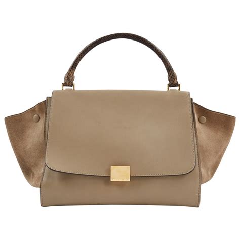 Trapèze leather handbag Celine Beige in Leather 